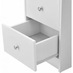 HELLOSHOP26 Bureau Table Poste De Travail Informatique Avec 3 Tiroirs 120 Cm Blanc Et Bois - Blanc -France Bureau Soldes 2022 31644970 4