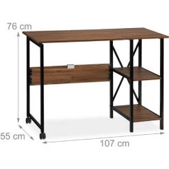 Relaxdays Bureau Pliable,Table Peu Encombrante, 2 étagères, Pour Travail à La Maison,chambre D’ado, Choix De Couleurs -France Bureau Soldes 2022 31795742 5