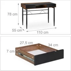 Relaxdays Bureau En Verre, Avec Câble, Table Avec Tiroirs,table En Verre Pour Pc,HlP 78x110 X 55 Cm Différentes Couleurs -France Bureau Soldes 2022 31795790 5