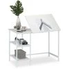 Relaxdays Bureau Inclinable, 3 étagères, De Nombreux Angles, Table D’ordinateur Travail,HlP: 75 X 110 X 55 Cm Blanc -France Bureau Soldes 2022 31795819 1