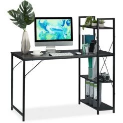 Relaxdays Bureau, Combiné à 4 étagères, Pour Chambre D’ado Et Bureau, HlP 121 X 120 X 62 Cm, Choix De Couleurs