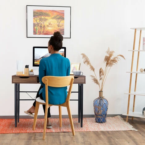 Relaxdays Bureau Avec Tiroirs Et étagère, Moderne, Cadre En Métal,Table De Bureau HlP 77x110x55cm,blanche 6 Relaxdays Bureau Avec Tiroirs Et étagère, Moderne, Cadre En Métal,Table De Bureau HlP 77x110x55cm,blanche – Image 4