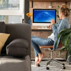 Relaxdays Table Bureau, Télétravail & Chambre D’ado, Design Industriel, HLP 76x120x60 Cm, MDF, Métal, Aspect Bois/noir -France Bureau Soldes 2022 31803747 4