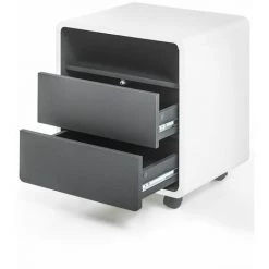 INSIDE75 Caisson De Bureau TULLY 2 Tiroirs Une Niche - Blanc -France Bureau Soldes 2022 31995516 4