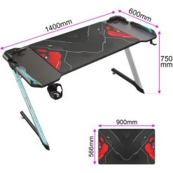Bureau Gaming Grand 140cm à LED Inclus Tapis Souris Gobelet Support Casque Porte SIRHONA 11 Bureau Gaming Grand 140cm à LED Inclus Tapis Souris Gobelet Support Casque Porte SIRHONA -France Bureau Soldes 2022 32025124 5