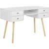 BELIANI Bureau Blanc / Bois Clair Avec 4 Tiroirs 110 X 55 Cm - Blanc 2 BELIANI Bureau Blanc / Bois Clair Avec 4 Tiroirs 110 X 55 Cm - Blanc -France Bureau Soldes 2022 32081032 1