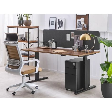 BELIANI Séparateur De Bureau 180 X 40 Cm Gris Foncé - Gris 4 BELIANI Séparateur De Bureau 180 X 40 Cm Gris Foncé - Gris – Image 2