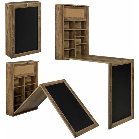 HELLOSHOP26 Table Murale Pliable Bureau Mural Rabattable MDF 156 Cm Marron Noir - Marron 3 HELLOSHOP26 Table Murale Pliable Bureau Mural Rabattable MDF 156 Cm Marron Noir - Marron