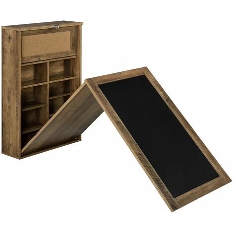 HELLOSHOP26 Table Murale Pliable Bureau Mural Rabattable MDF 156 Cm Marron Noir - Marron 4 HELLOSHOP26 Table Murale Pliable Bureau Mural Rabattable MDF 156 Cm Marron Noir - Marron – Image 2