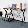 SiFree®Bureau Avec Rangement En PVC,Bureau Informatique Structure En Métal,Walnut