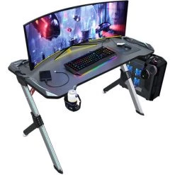 Bureau Gaming De Jeu 120x60x75cm Avec Porte-gobelet, Cable Rangement Et Crochet Pour Casque Table De Gaming Noir - SIRHONA -France Bureau Soldes 2022 32378553 3