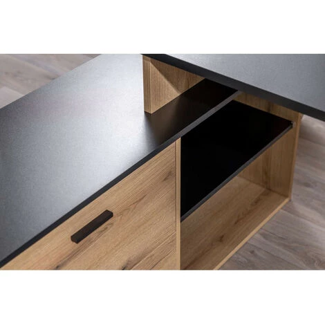 Bureau BOBOCHIC - Bureau D'angle Droit PRAGUE Imitation Chêne Rustique - Marron 7 Bureau BOBOCHIC - Bureau D'angle Droit PRAGUE Imitation Chêne Rustique - Marron – Image 5