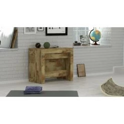 HOME MANIA Table Console Pratika - Economiseur D'espace, Polyvalent, Extensible - Pour Le Salon, La Salle A Manger, Le Couloir, Le Bureau - Erable En Bois, 90 X 300 X 77