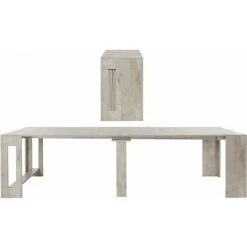 HOME MANIA Table Console Pratika - Economiseur D'espace, Polyvalent, Extensible - Pour Le Salon, La Salle A Manger, Le Hall, Le Bureau - Blanc En Bois, 90 X 300 X 77 -France Bureau Soldes 2022 32489849 3