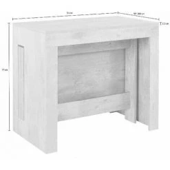 HOME MANIA Table Console Pratika - Economiseur D'espace, Polyvalent, Extensible - Pour Le Salon, La Salle A Manger, Le Hall, Le Bureau - Blanc En Bois, 90 X 300 X 77 -France Bureau Soldes 2022 32489849 4