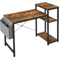 VASAGLE Bureau Informatique, Table D’études Avec étagères, Planche Réglable, Porte-documents, 110 X 50 X 90 Cm, Style Industriel, Marron Rustique Et Noir Par SONGMICS LWD087B01 - Marron Rustique Et Noir