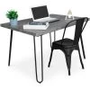 PRIVATEFLOOR Table De Bureau Hairpin Gris 120x90 + Chaise Stylix Noir - - Noir -France Bureau Soldes 2022 32514802 1