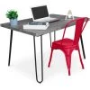 PRIVATEFLOOR Table De Bureau Hairpin Gris 120x90 + Chaise Stylix Rouge - - Rouge -France Bureau Soldes 2022 32514808 1