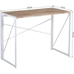 URBAN MEUBLE Bureau Minimaliste Pliable Au Style Blanc Et Bois -France Bureau Soldes 2022 32517787 5