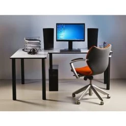 MEBEL SYSTEM MÖBEL SYSTEM Grand Bureau D'angle En L Ou Bureau D'angle Avec Passage De Câbles Intégré, Fabriqué En UE:blanc -France Bureau Soldes 2022 32593458 4