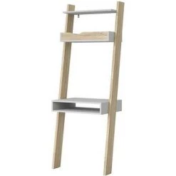 CAESAROO Bureau 65x48x180 Cm Blanc Mat Et Chêne Style Rétro | Chêne Clair/blanc -France Bureau Soldes 2022 32601755 5