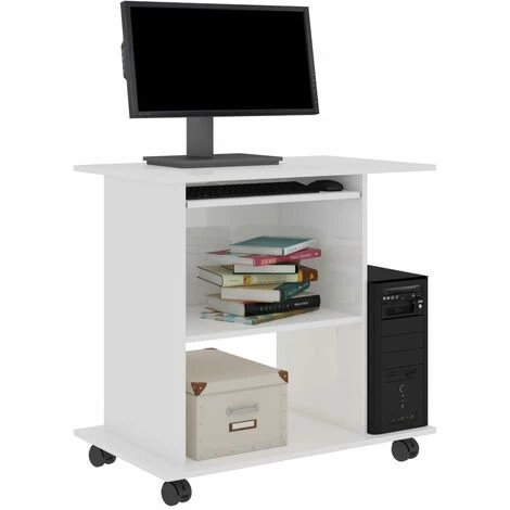 TRUE DEAL Bureau D'ordinateur Blanc Brillant 80x50x75 Cm Aggloméré 5 TRUE DEAL Bureau D'ordinateur Blanc Brillant 80x50x75 Cm Aggloméré – Image 3
