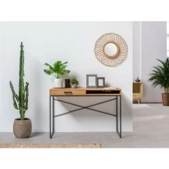 Bureau BOBOCHIC - Bureau Un Tiroir Et Une Niche RAVEN Chêne Et Noir - Chêne Et Noir -France Bureau Soldes 2022 32716439 3