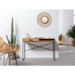 Bureau BOBOCHIC - Bureau Un Tiroir Et Une Niche RAVEN Chêne Et Noir - Chêne Et Noir -France Bureau Soldes 2022 32716439 4