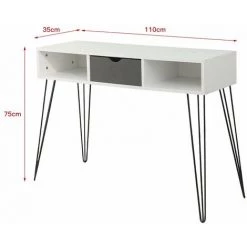 YONGQING Bureau Avec 1 Tiroirs - Pieds De Fer - 100*35*75cm - Blanc-noir - Blanc-noir -France Bureau Soldes 2022 33024158 4