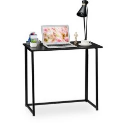 Relaxdays Table De Travail Pliable,Table De Bureau,table Bureau à Plier, Travail Maison, 74x80x45cm, Noir