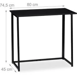Relaxdays Table De Travail Pliable,Table De Bureau,table Bureau à Plier, Travail Maison, 74x80x45cm, Noir -France Bureau Soldes 2022 33030915 5