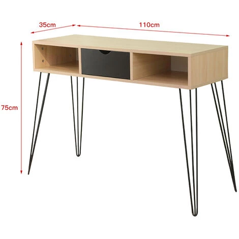 SKECTEN Bureau Avec Pieds En Fer (1 Tiroir) - Style Contemporain - Chêne Noir 4 SKECTEN Bureau Avec Pieds En Fer (1 Tiroir) - Style Contemporain - Chêne Noir – Image 2
