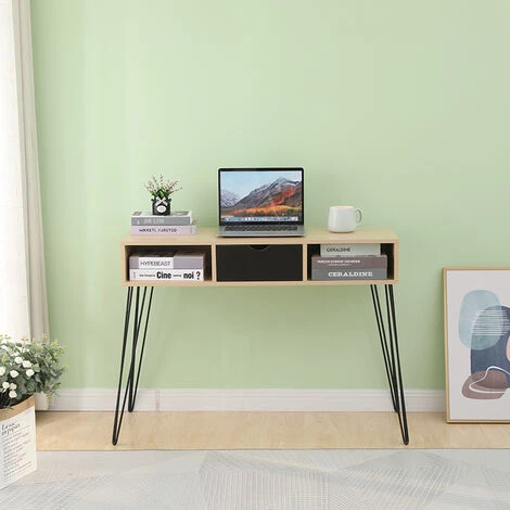 SKECTEN Bureau Avec Pieds En Fer (1 Tiroir) - Style Contemporain - Chêne Noir 6 SKECTEN Bureau Avec Pieds En Fer (1 Tiroir) - Style Contemporain - Chêne Noir – Image 4