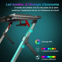 SIRHONA Bureau Gamer Bureau De Jeu Avec Porte-gobelet Cable Rangement Et Crochet Pour Casque Table De Gaming Noir 120x60x75cm -France Bureau Soldes 2022 33300133 3