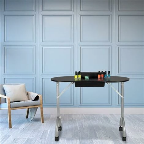 GROSMONDE Table à Clous, Trépied En Fer à Panneau MDF, Avec Roues, Pliable - Noir - Noir 3 GROSMONDE Table à Clous, Trépied En Fer à Panneau MDF, Avec Roues, Pliable - Noir - Noir