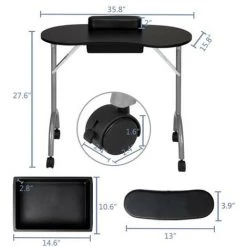 GROSMONDE Table à Clous, Trépied En Fer à Panneau MDF, Avec Roues, Pliable - Noir - Noir 9 GROSMONDE Table à Clous, Trépied En Fer à Panneau MDF, Avec Roues, Pliable - Noir - Noir -France Bureau Soldes 2022 33322171 3