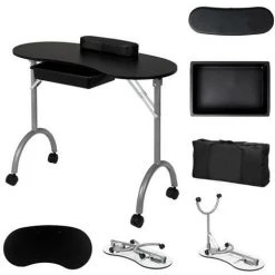 GROSMONDE Table à Clous, Trépied En Fer à Panneau MDF, Avec Roues, Pliable - Noir - Noir 10 GROSMONDE Table à Clous, Trépied En Fer à Panneau MDF, Avec Roues, Pliable - Noir - Noir -France Bureau Soldes 2022 33322171 4