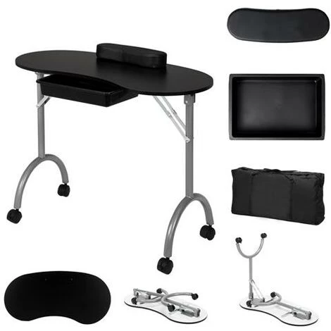 GROSMONDE Table à Clous, Trépied En Fer à Panneau MDF, Avec Roues, Pliable - Noir - Noir 6 GROSMONDE Table à Clous, Trépied En Fer à Panneau MDF, Avec Roues, Pliable - Noir - Noir – Image 4