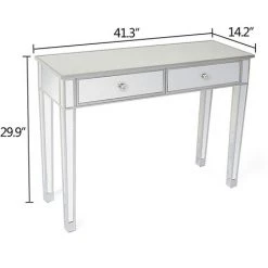 GROSMONDE Bureau D'ordinateur, Deux Tiroirs, Miroir, Argent 105 * 36 * 76cm, Style Moderne 9 GROSMONDE Bureau D'ordinateur, Deux Tiroirs, Miroir, Argent 105 * 36 * 76cm, Style Moderne -France Bureau Soldes 2022 33322213 3