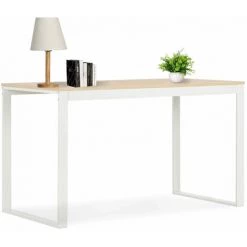 ASUPERMALL Bureau D'ordinateur Blanc Et Chene 120x60x70 Cm