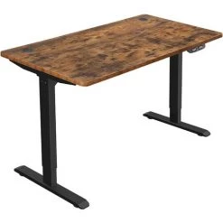 SONGMICS Bureau électrique Réglable En Hauteur En Continu, Bureau Assis-debout, Avec Moteur, Longueur Réglable, 140 X 70 X (73-114) Cm, En Acier, Marron Rustique Et Noir LSD012B01