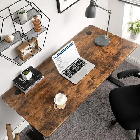 SONGMICS Bureau électrique Réglable En Hauteur En Continu, Bureau Assis-debout, Avec Moteur, Longueur Réglable, 140 X 70 X (73-114) Cm, En Acier, Marron Rustique Et Noir LSD012B01 5 SONGMICS Bureau électrique Réglable En Hauteur En Continu, Bureau Assis-debout, Avec Moteur, Longueur Réglable, 140 X 70 X (73-114) Cm, En Acier, Marron Rustique Et Noir LSD012B01 – Image 3