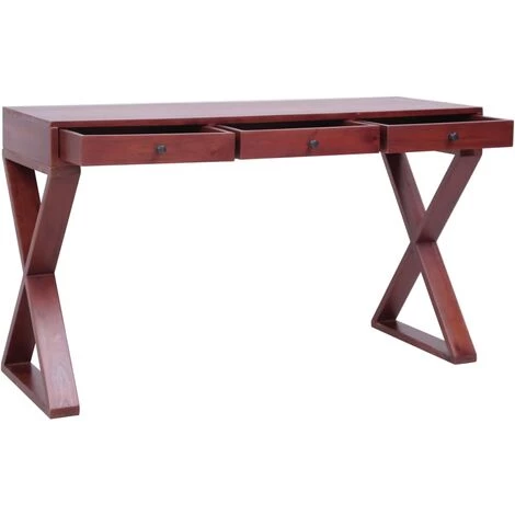 ASUPERMALL Bureau D'ordinateur Marron 132x47x77 Cm Bois D'acajou Massif 4 ASUPERMALL Bureau D'ordinateur Marron 132x47x77 Cm Bois D'acajou Massif – Image 2
