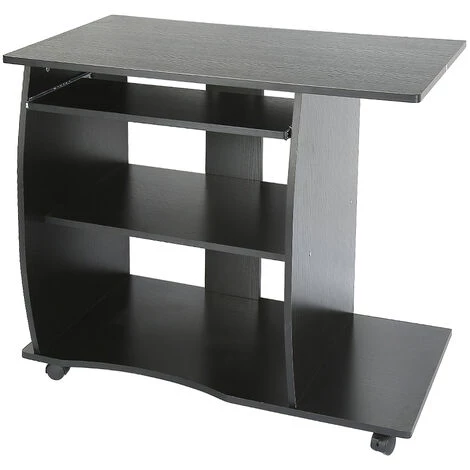 YONGQING Grossiste Et Détaillant|Bureau Ordinateur Bureau Bureau Table & Rouleaux Table PC Avec étagères 90x75x50cm Noir - Noir 5 YONGQING Grossiste Et Détaillant|Bureau Ordinateur Bureau Bureau Table & Rouleaux Table PC Avec étagères 90x75x50cm Noir - Noir – Image 3