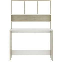 TRUE DEAL Bureau Avec étagères Blanc Chêne Sonoma 110x45x157 Cm Aggloméré -France Bureau Soldes 2022 33502002 4