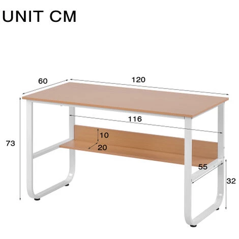 MERKMAK Bureau D'ordinateur Avec Etagere En Forme De U Capacite De Poids 100 Kg Pour Domicile Couleur Bois 120 X 60 X 73 Cm 4 MERKMAK Bureau D'ordinateur Avec Etagere En Forme De U Capacite De Poids 100 Kg Pour Domicile Couleur Bois 120 X 60 X 73 Cm – Image 2