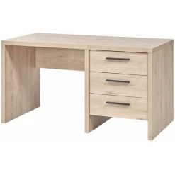 ALTOBUY LETTY - Bureau 3 Tiroirs Aspect Bois Clair - Marron Clair