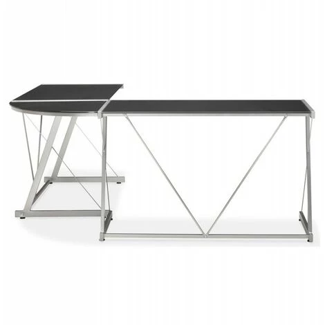 Paris Prix - Bureau D'angle En Verre "lize" 180cm Noir 4 Paris Prix - Bureau D'angle En Verre "lize" 180cm Noir – Image 2