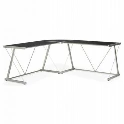 Paris Prix - Bureau D'angle En Verre "lize" 180cm Noir 11 Paris Prix - Bureau D'angle En Verre "lize" 180cm Noir -France Bureau Soldes 2022 33650407 5
