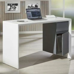 Paris Prix - Bureau Design "paolo" 120cm Blanc & Gris -France Bureau Soldes 2022 33653466 5